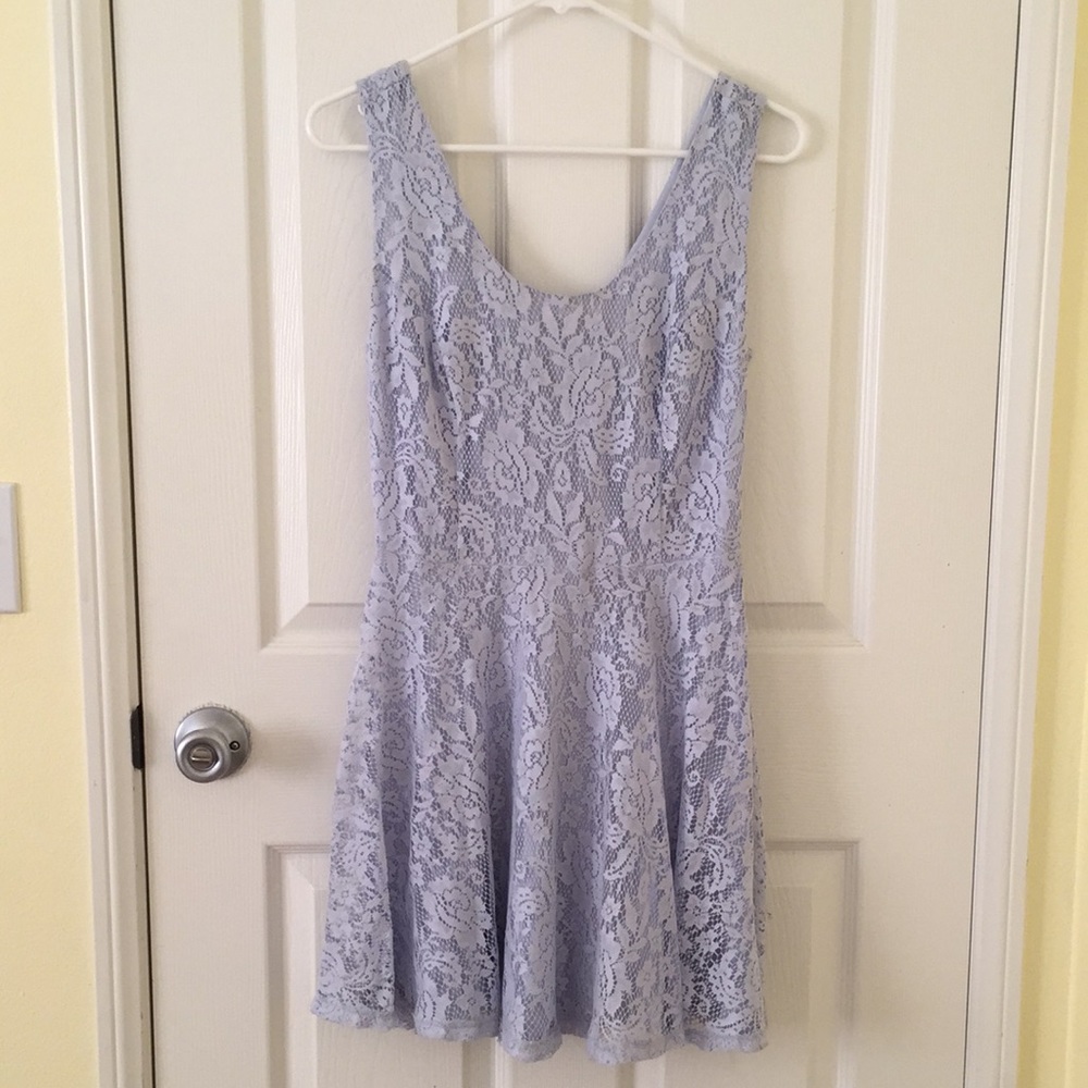 Robin K lacy light blue dress